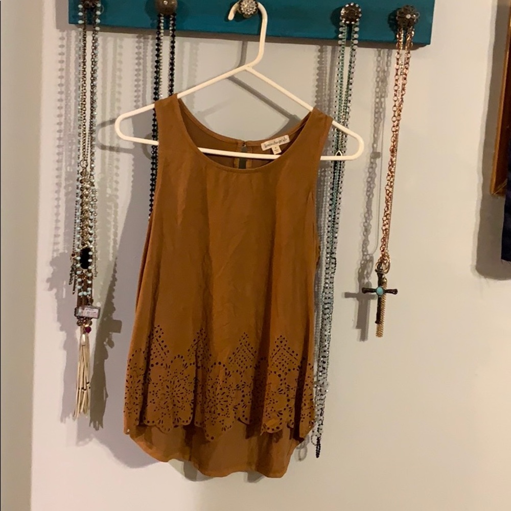 Suede tank with cutouts